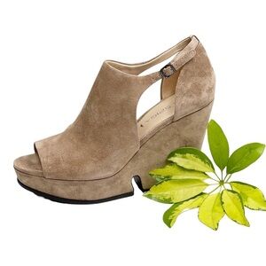 VIA SPIGA Fawn Suede Peep Toe Platform 7.5